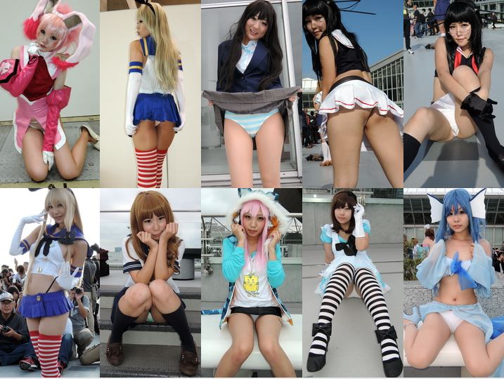 コミックマーケット コスプレ 色白美人レイヤーさんの純白パンチラ コミケ