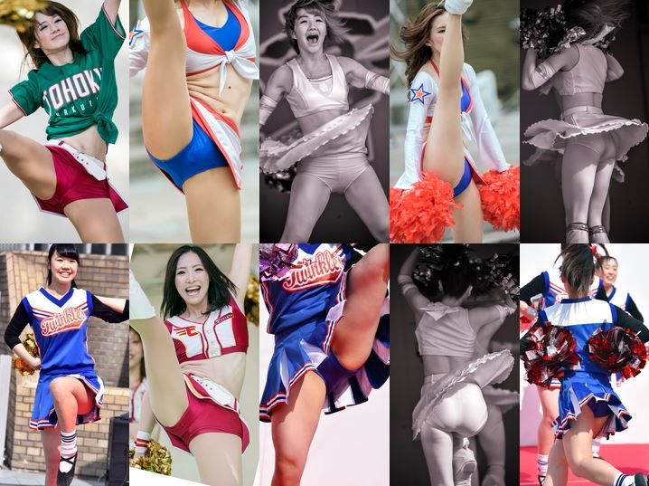 Gcolle_Cheer_100 チア女子の生パンツモロ透け【赤外線】【高解像度】, 特大接写チアガール 3 ハイキックからの股間を集中的に接写