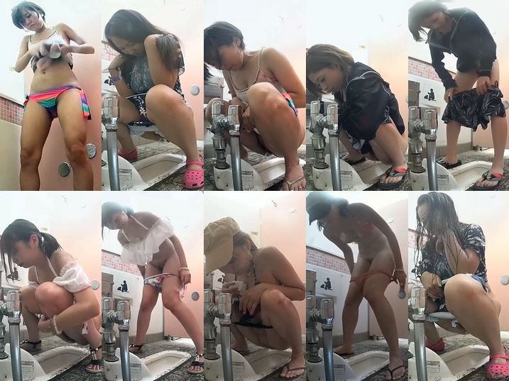 海の和式トイレを撮ってみた１７水着で限界我慢と冷たい目線のギャルう〇こ