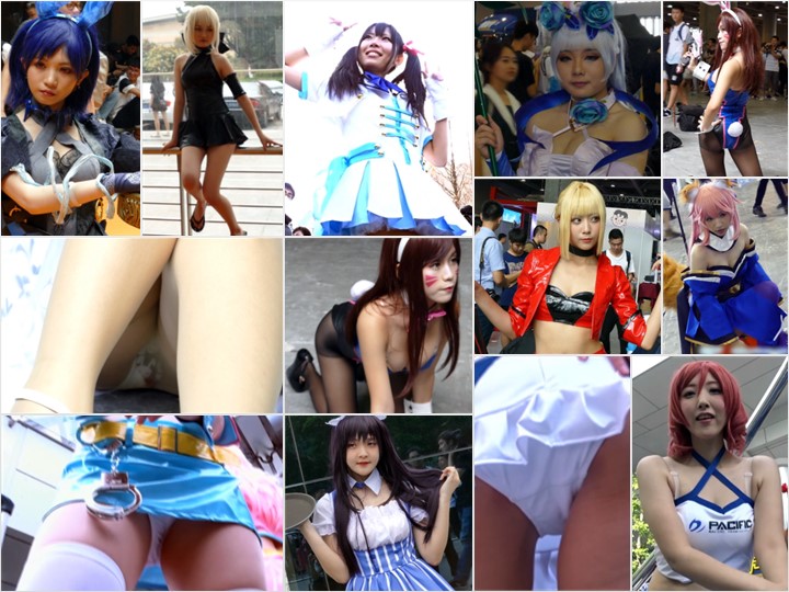 【フルHD動画】中国／台湾 コスプレ イベント撮影会 １, 【フルHD動画】中国コスプレイベント展撮影会 ２０１８（６）, コミックマーケット コスプレ 超キュートなレイヤーさんのミニスカコスプレ 3衣装セット セクシー生足太もも コミケ