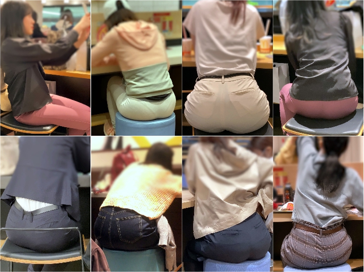 【FHD 60fps】女子大生のお尻：リクスー娘の尻3人, 【フルHD 高画質】規格外のKカップ爆乳全開！！ノーブラのデカ乳が服からハミ出て激ヤバ過ぎます！！ , Tバック透けまくりで歩き視姦されまくる超美人若妻