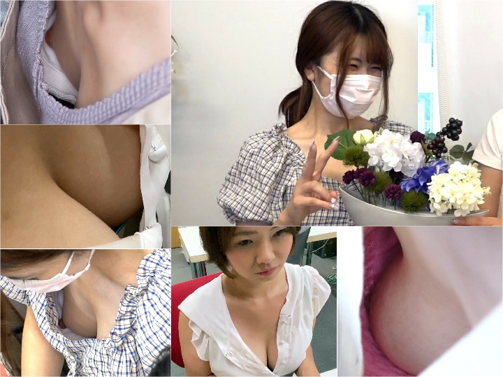 【４K胸チラと大胆パンチラ】フラワー教室に夢中な美女のローアングル食い込み白P, 【陶芸胸チラ】3名登場！ 巨乳ママの極エロ乳首、、、美人お姉さんとアイドル系女子のちっぱいまで＃27 , 【かえでさん③】同僚OLのちょうどいい谷間を接写【社内隠し撮り】