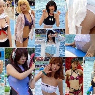 SWIM_34 お友達がビキニ引っ張ってマン毛ポロリ, 【フルHD動画】中国／台湾 コスプレ イベント撮影会 ４
