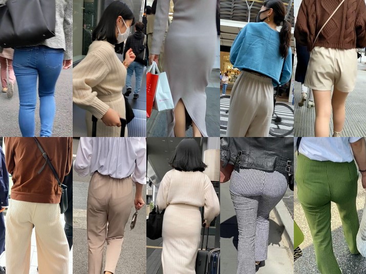  【2名・尻肉とパンティーの主張が強めなOL達】, 《ゴ・ク・リ…と息を飲む美尻》, ロン爺の４Ｋピタパン女523　ハミだしまくりドエロギャル , 【通スピ＆スロー】でかっ！逆ハート型のデニムお尻様に目が釘付け！