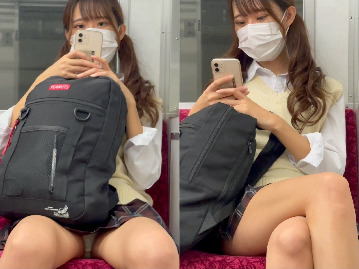 minisuka24 JK盗撮日記24 赤チェックミニスカ美脚JKを電車内で盗撮