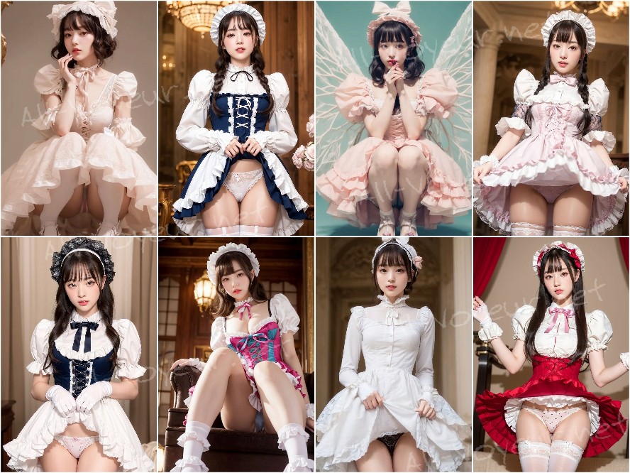 ロリータファッションでパンチラ