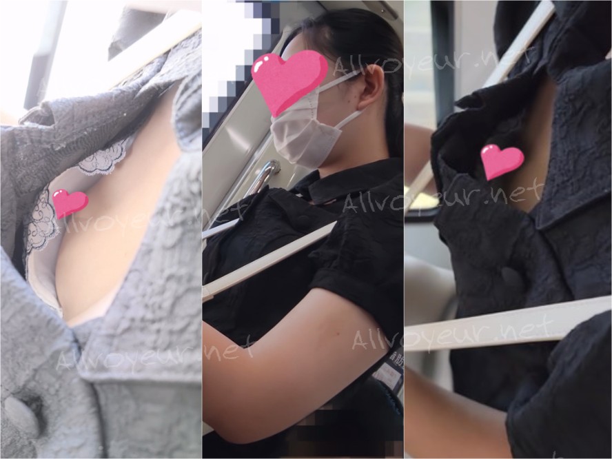 [胸チラ]北川● 子似のスレンダー女子の乳首が丸見え [マスク着]