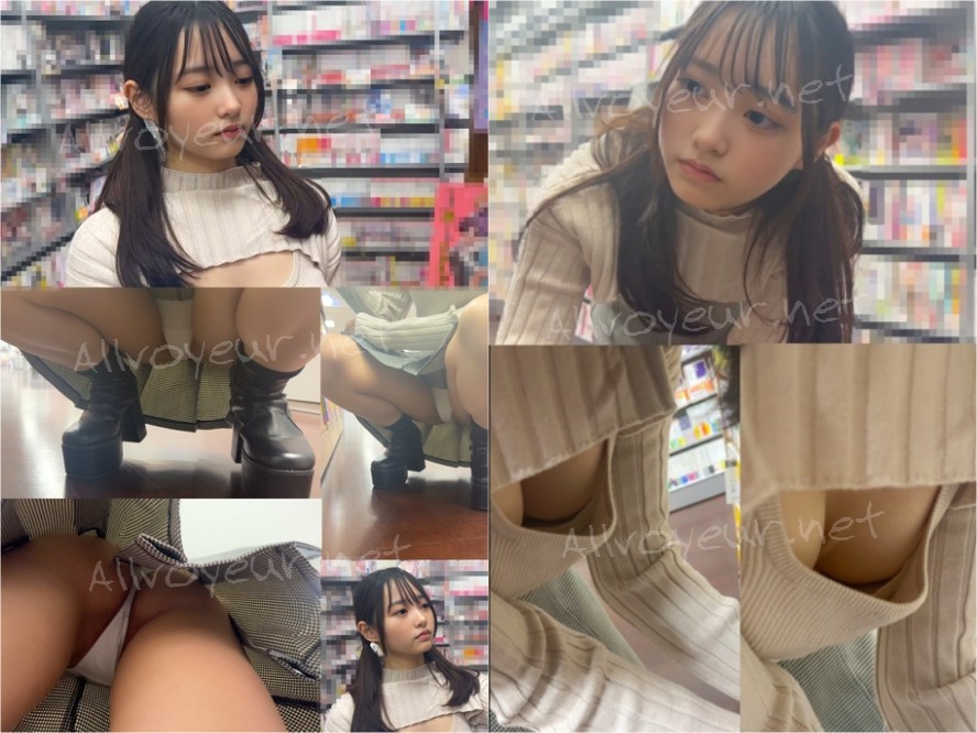 【胸チラ、パンチラシリーズ⑥】 ツインテ神級美女に密着 ♡♡食い込み美尻モロ見え＋エロ乳首激写！！