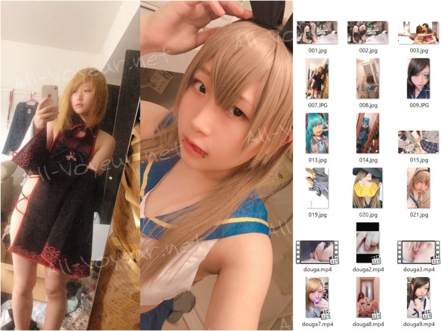 可愛いコスプレイヤーの自撮りオナニー