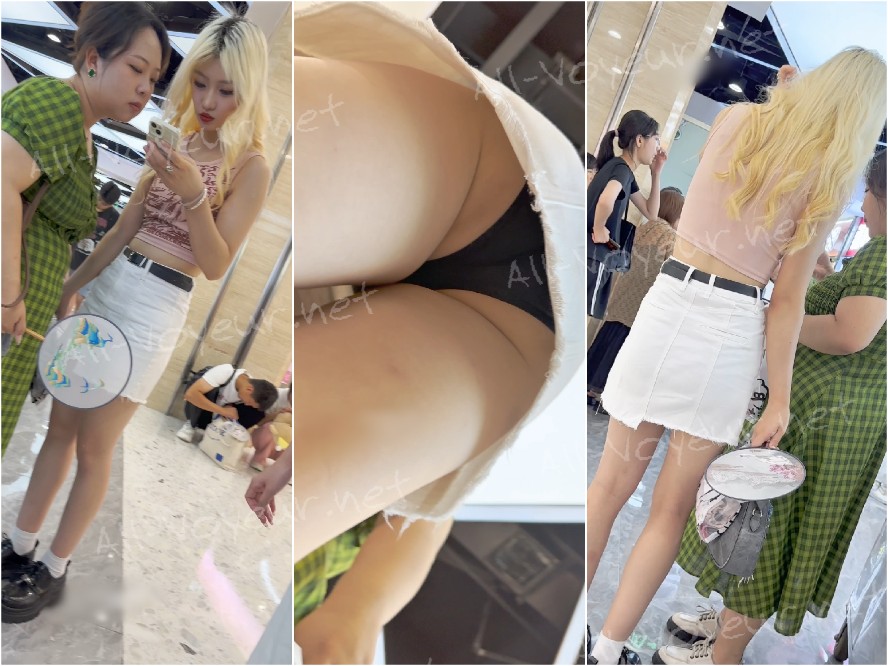 【KFC】短裙少妇独自逛街。淡绿色内内前后CD[某房原版]