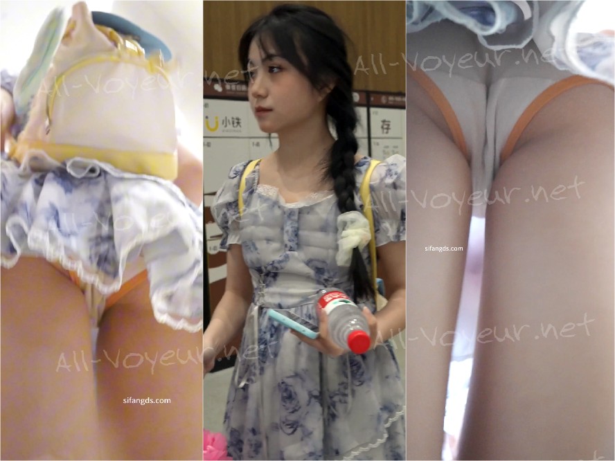 （BC-AA-443）花裙小姐姐上扶梯被CD..橙边白内贴脸拍[某房原版]