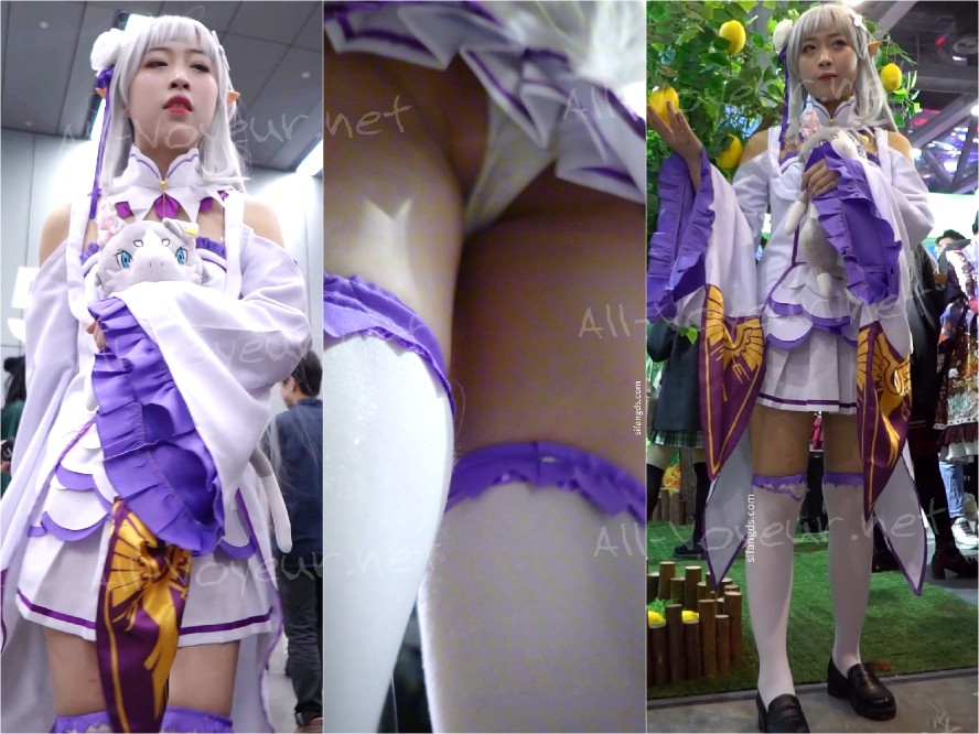 スタイル抜群の婦警さんがお嬢様コスプレ…胸を半分露出させて写真撮られまくり