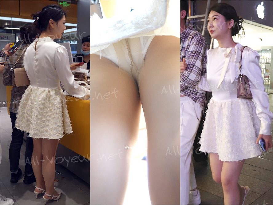 最高級のデカ尻娘。ミルクティーを買うために列に並び、CDをゲット。清潔な白い下着