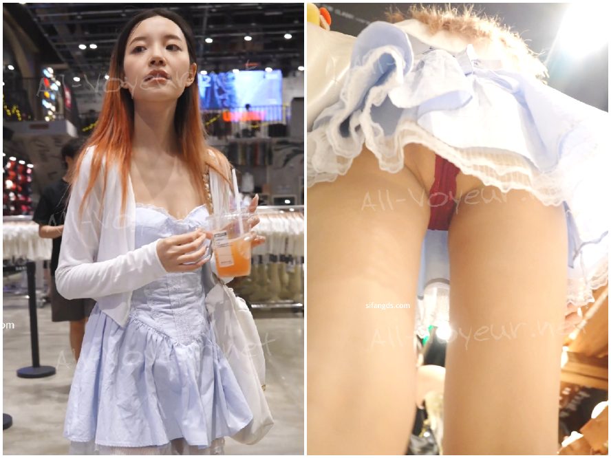 (BC-AA-502) レースのスカートをはいた女の子が買い物をしていました。スカートがめくれ上がり