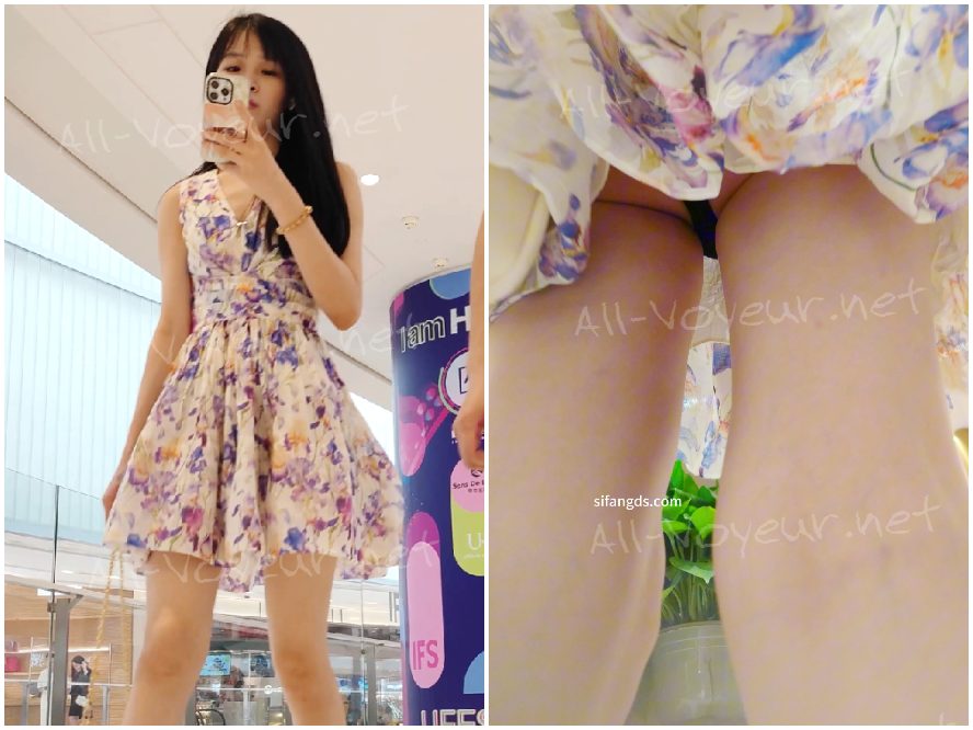 【CSCD】白いドレスと白いストッキングの女の子がスーパーマーケットで買い物をし、白い下着を着ています