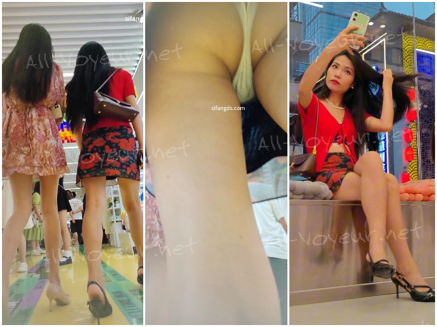 【CSCD】白いドレスと白いストッキングの女の子がスーパーマーケットで買い物をし、白い下着を着ています