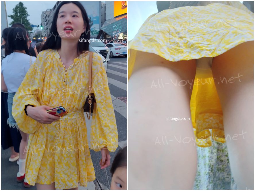 【CSCD】白いドレスと白いストッキングの女の子がスーパーマーケットで買い物をし、白い下着を着ています