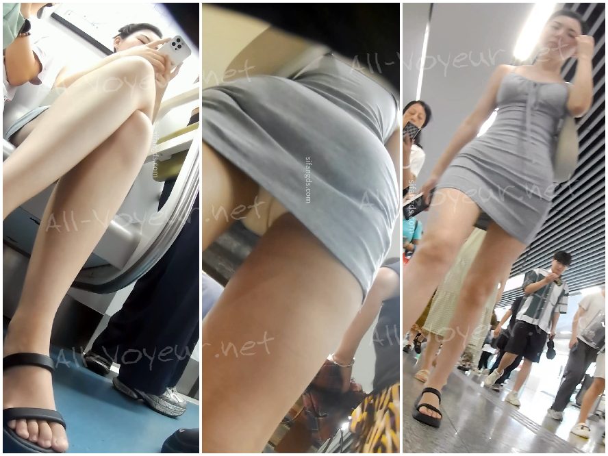 『D D』-122-粉色公主裙学生妹，长筒白袜，浅绿内内