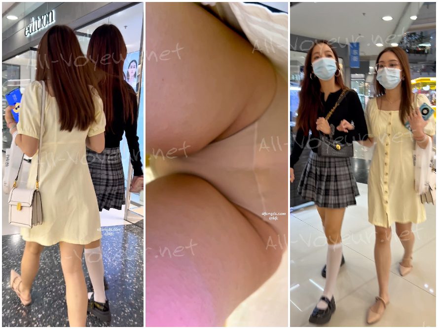 【KFC】长裙靓女和闺蜜逛街 拍着拍着发现镜头 淡粉色内内