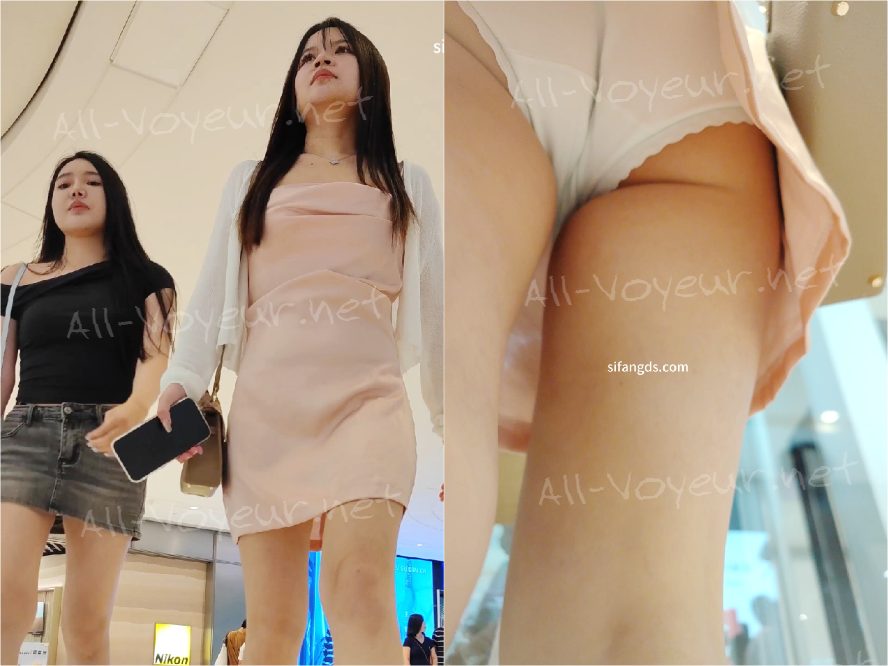 【CSCD】绿色连衣裙高跟大胸美女，白色蕾丝内内