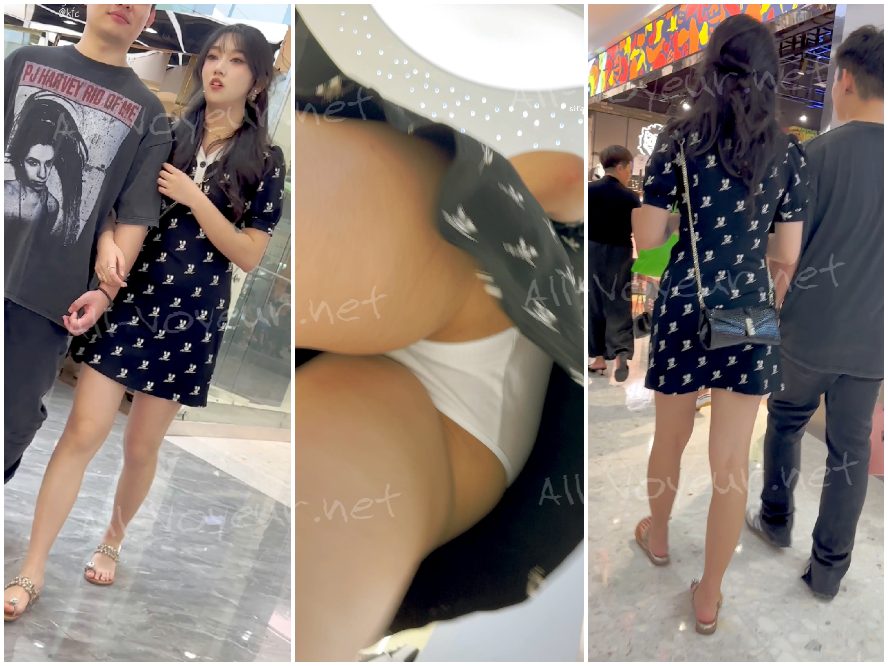 【KFC】学生妹买奶茶 白色透内尿黄一块 伸进包臀裙中间CD