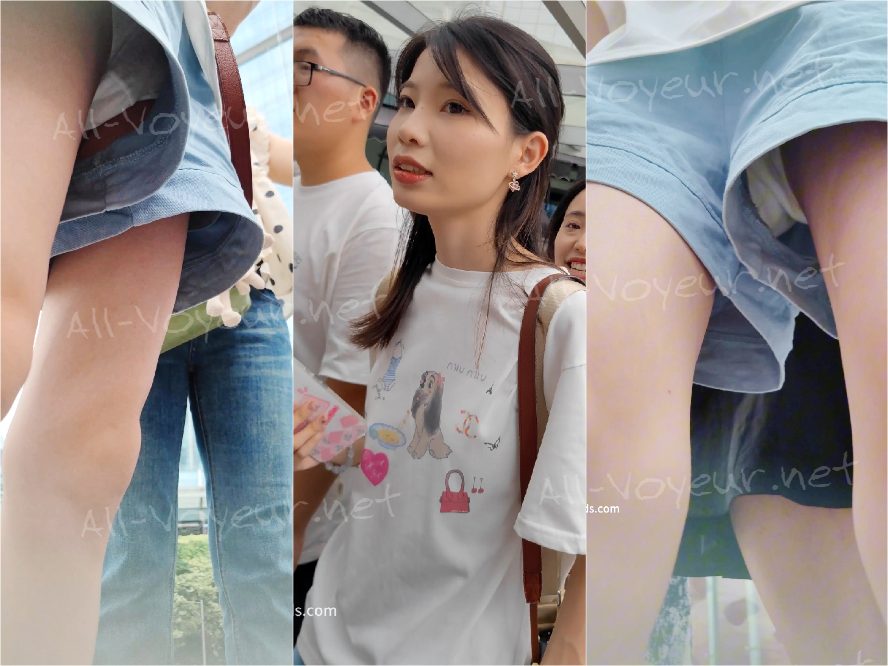 【CSCD】黑色白点包臀裙少妇和家人逛街,黑色窄内