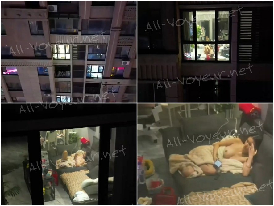 夜間にドローンを飛ばし、高層マンションの風景をこっそり撮影しました。すると、犬に餌をやりながらテレビを見ている裸のOLの姿が偶然映り込んでしまいました。興奮しすぎてドローンが墜落し、大きな損害を被りました。