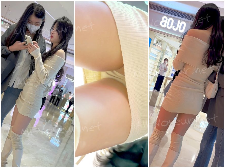 【KFC】黑色长裙靓女和男友买小吃 粉色内前后CD被男友发现