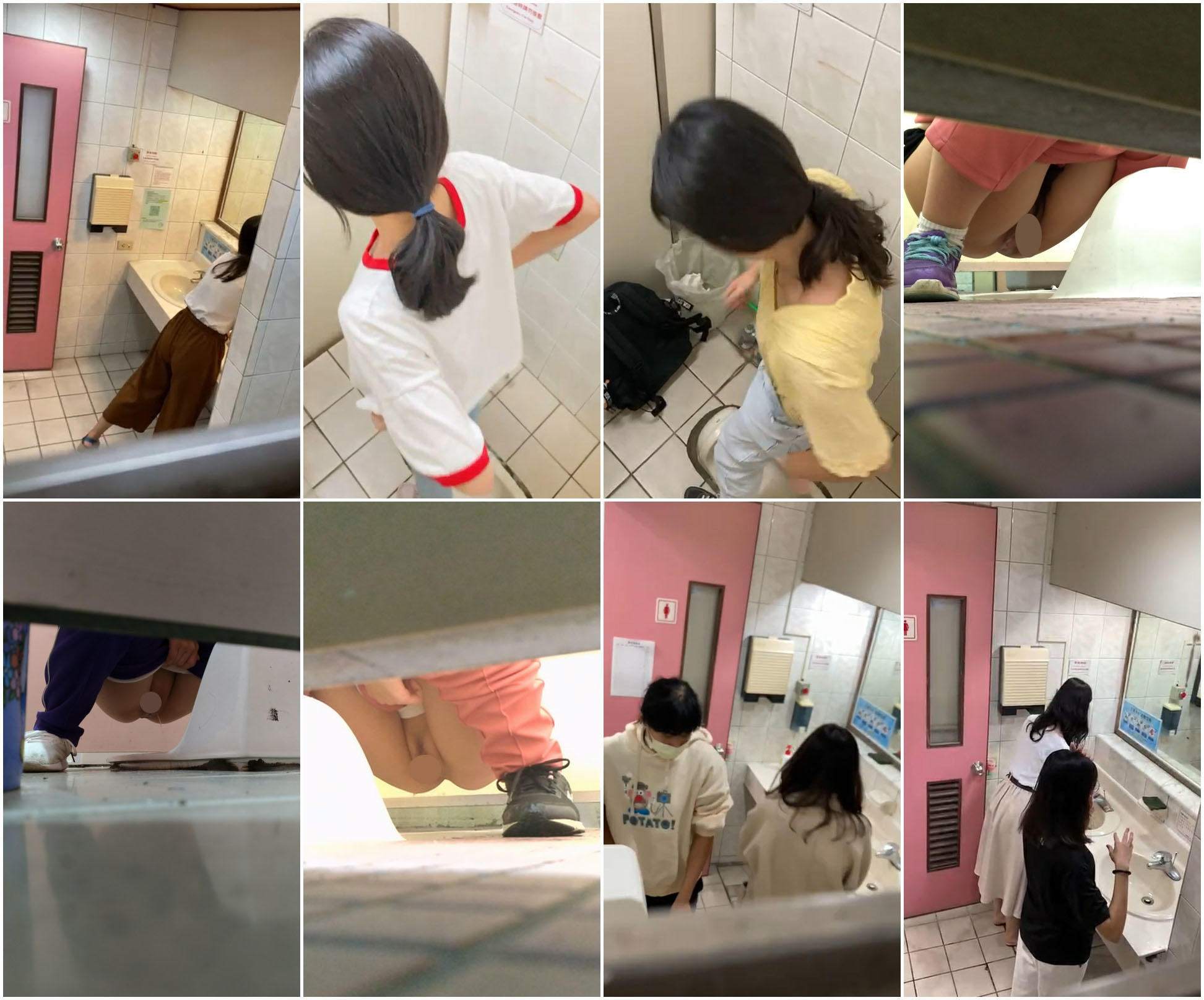 女子トイレに隠れて、放課後に生徒たちがおしっこをしている様子をこっそり撮影。多くの生徒はオマ○コを拭かないんです。