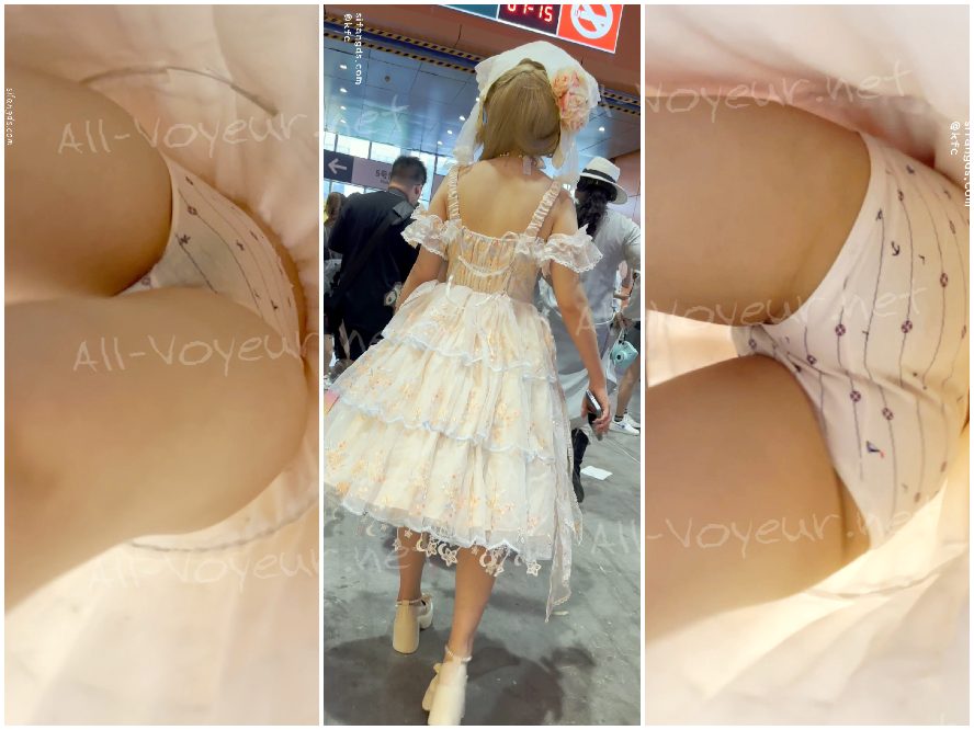 女子学生が親友と展覧会に行ったとき、女子学生は白いロリータワンピースと可愛いインナーウェアを着ていたが、正面から撮った写真には濃い陰毛が写っていた。