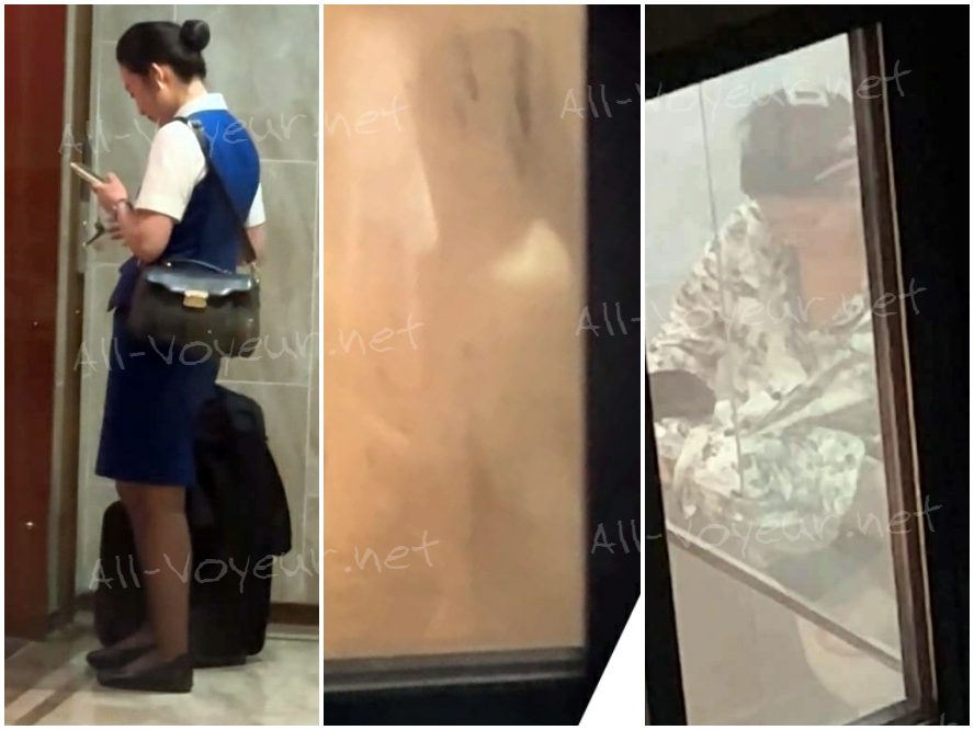 複数の客室乗務員が寮内で毎日シャワーを浴びたり着替えたりする様子が窓の外から密かに撮影された。(82V)