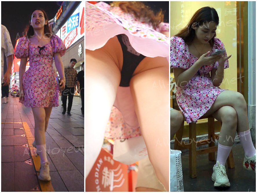 レースのドレスを着た美しい女性が、2人の男性とのデートへとスムーズに移行します。少し透け感のある水玉模様のランジェリーにCDが添えられています。