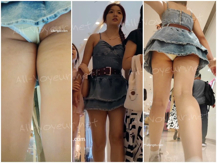 ピンクのドレスと黒いストッキングを着た美しい女性がボーイフレンドと一緒に買い物に来ます。彼女は白い下着を身につけています。