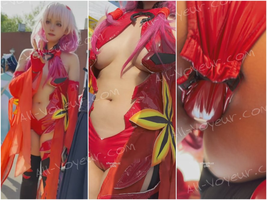大神アニメエキスポ❤️で、露出度の高い服を着て、かわいい大きな胸を見せびらかし、お尻を突き出して超鮮明なショットを撮っているコスプレイヤーを追跡して、こっそり写真を撮りました。