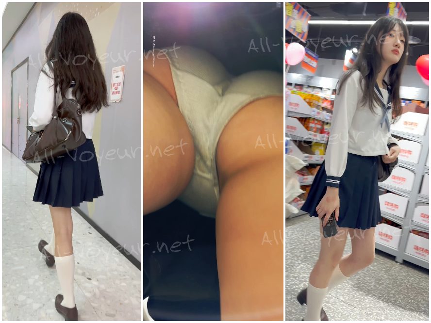 超かわいいぽっちゃりセーラー服女子高生、黒ストッキングと青下着（HD CD）