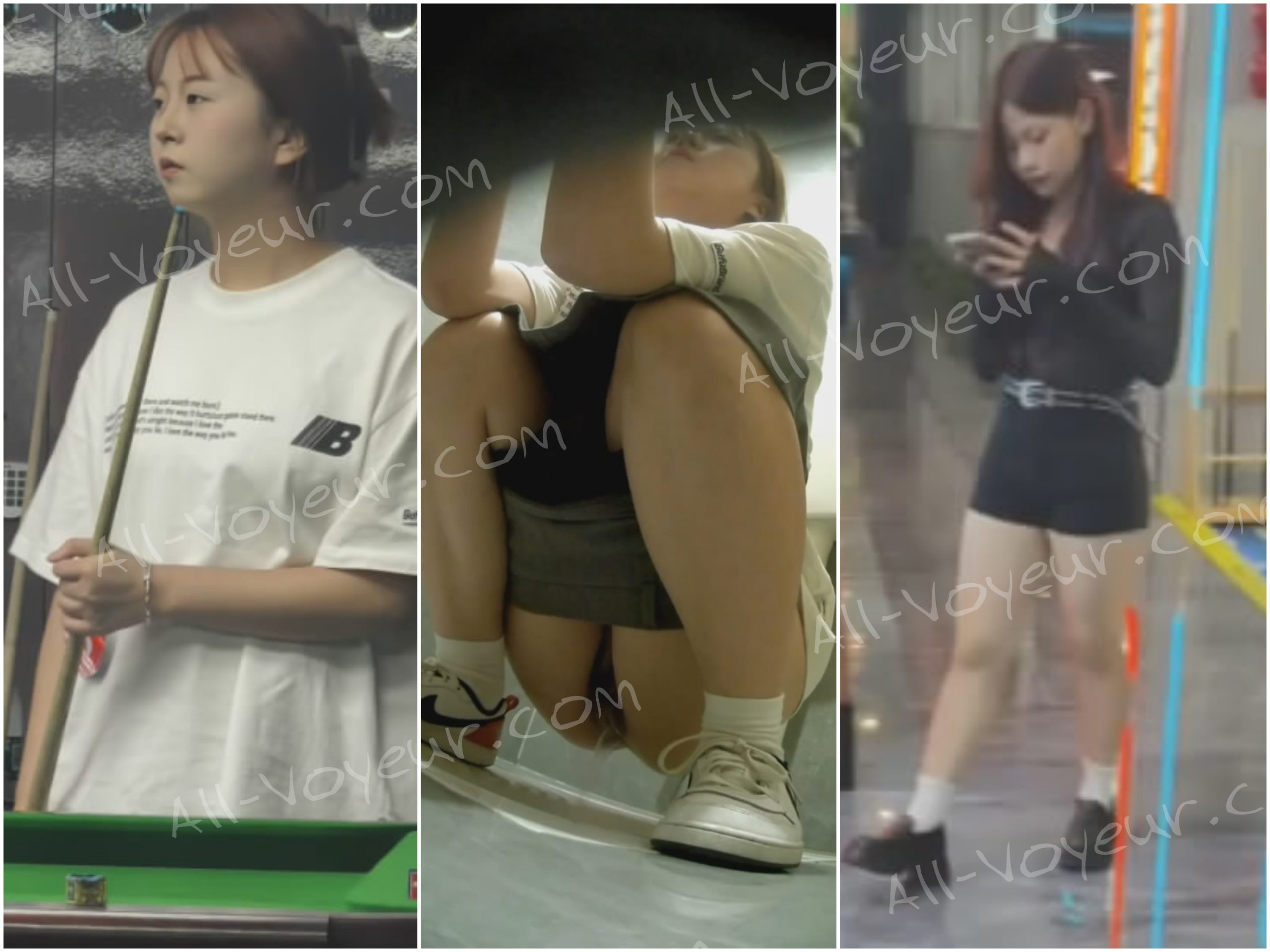 新しく流出した映像❤️ トイレ撮影の達人がビリヤードクラブの女子トイレに潜入❤️ ナイキのシューズを履きながら性器を拭きながら放尿する美女をこっそり撮影。