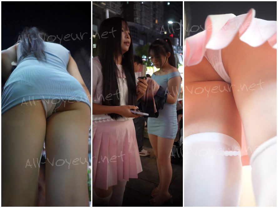 レースのドレスと黒の膝上丈ストッキングを履いた若い女性の下着は、CDによってきつく締め上げられ、明らかな跡が残っていた。