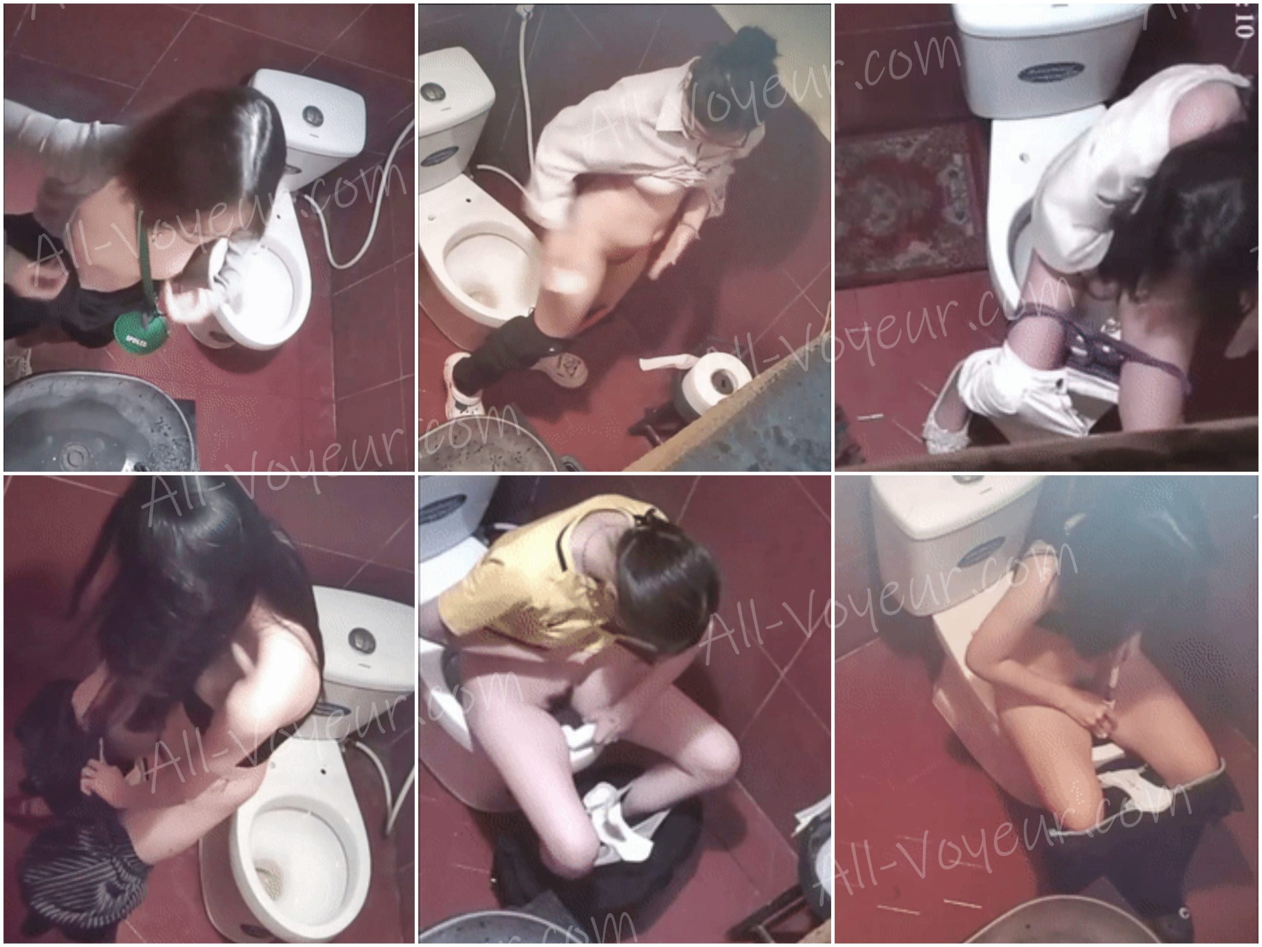 ✅新着流出❤️ 女性用トイレを上から見たパノラマ画像。巨乳の若い女性が着替えているところが予想外に映し出されています。