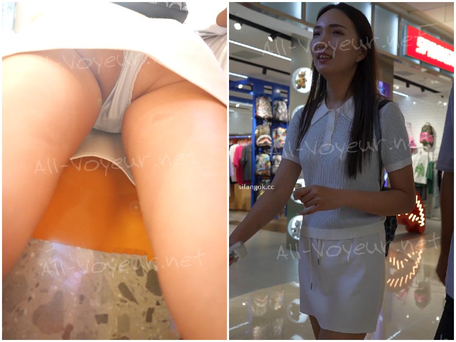 白いドレスを着て、ぴったりとしたTバックを履いた若い女性...カメラの前に座り、下着が露出しています...ローアングルCD