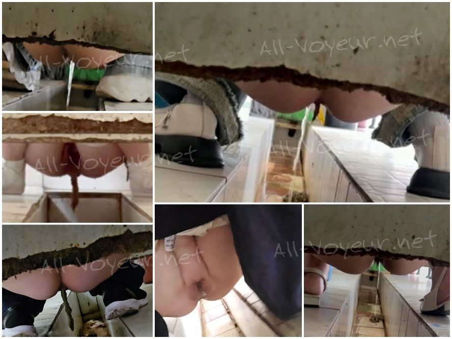 乾いたトイレをこっそり撮影しながら女性が拍手 - 画面いっぱいの排泄物、下痢エピソード32。