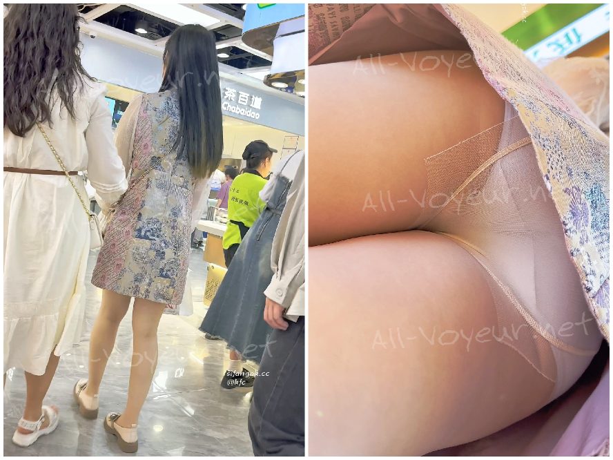 ロングスカートをはいた女子生徒が親友と一緒に買い物に出かけます。彼女はヌードストッキングと白い下着を身につけています。