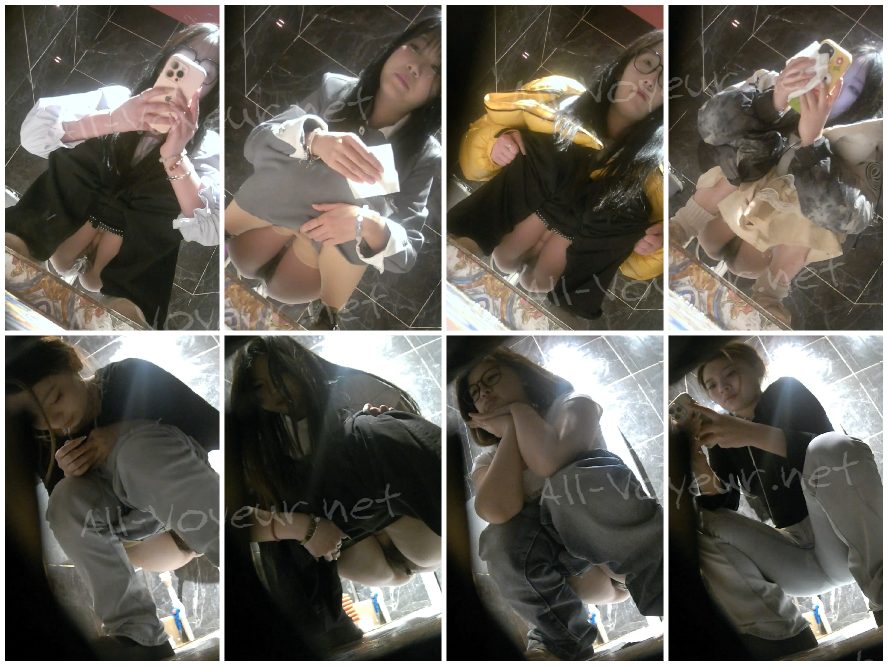 オンライン限定プレ​ミア：【パノラマバートイレショット】黒ストッキングとハイヒールを履いた様々な美女が登場。10