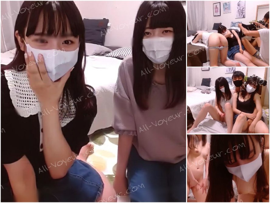 【個人撮影】友達同士のかわいい2人組と3Pハメ撮り