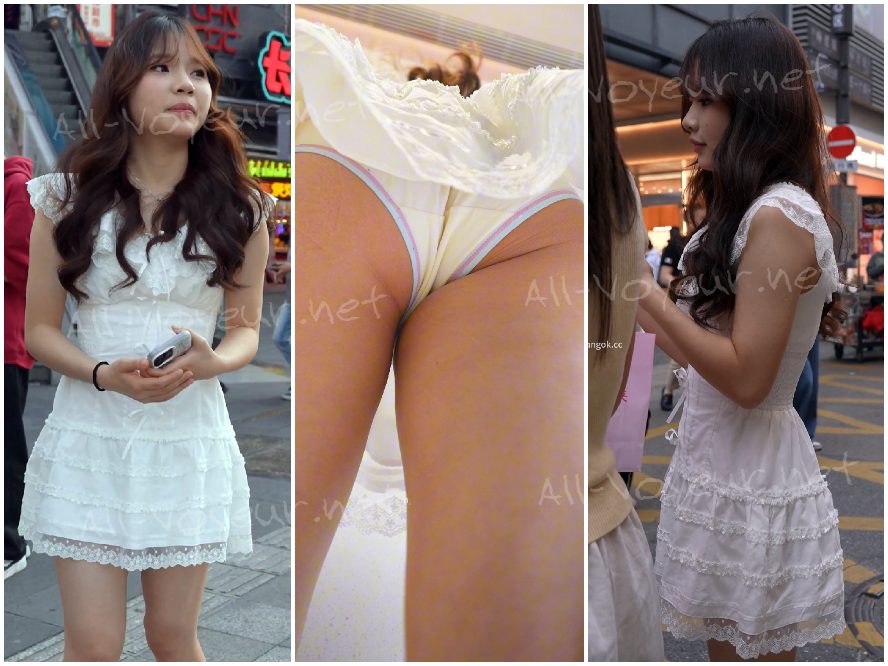 ドレスを着た看護師は支払いの列に並んでいた…そしてその機会を利用して、お尻が露わになるシームレスの下着をゲットした。