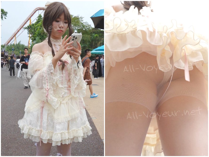 (BC-AA-638) ボディコンスカートを着た若い女性が買い物に出かけます...彼女のお尻が露出し、透ける下着が見え、彼女は身をかがめて陰毛を見せます。