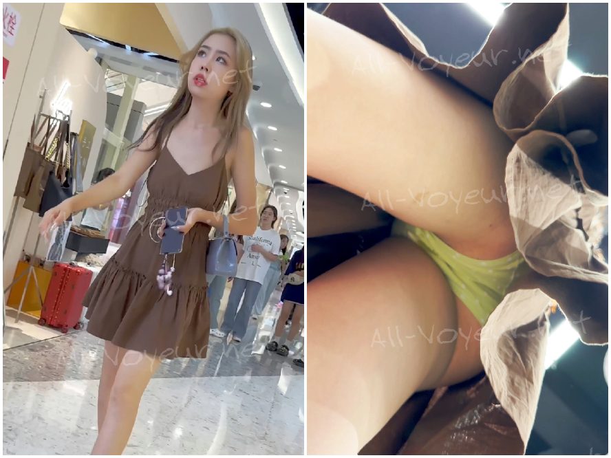 【KFC】おしゃべりな若妻が一人で美容グッズをお買い物 —— 後ろ姿も超絶美人 —— ストラップドレス＆淡い緑のランジェリー姿