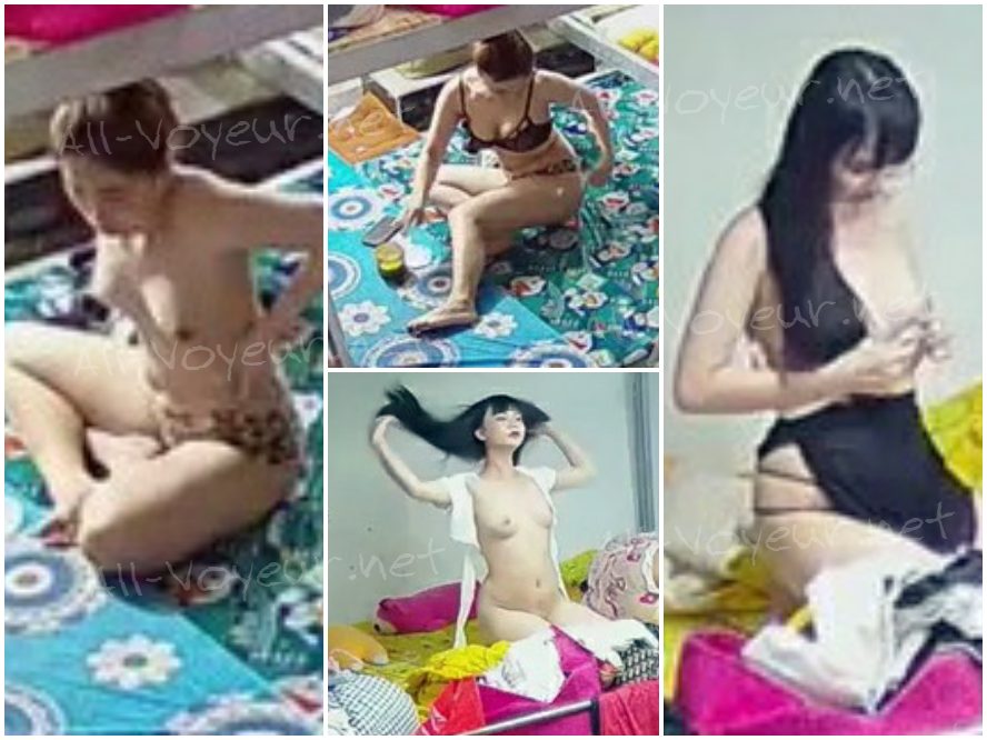最新ハック流出：ウェブカメラ盗撮映像 ❤️ 多角度からの覗き見 — 寮で着替えるクラブホステスたちを隠し撮り（美女たちの競演）