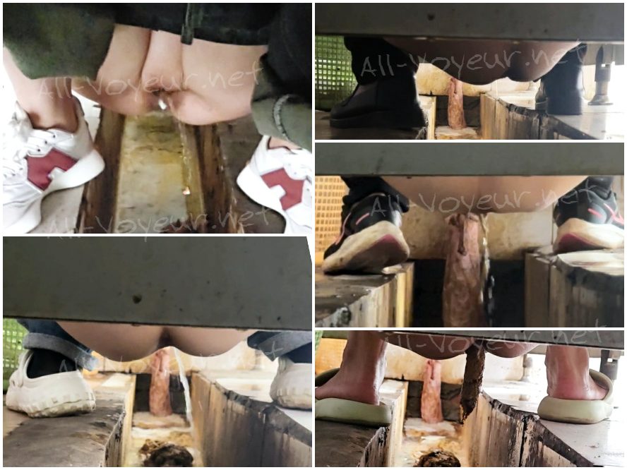 [過激／トイレ隠し撮り] 女性POV：和式・汲み取り式トイレの隠しカメラ — 画面いっぱいの糞便と下痢 (Vol. 35)