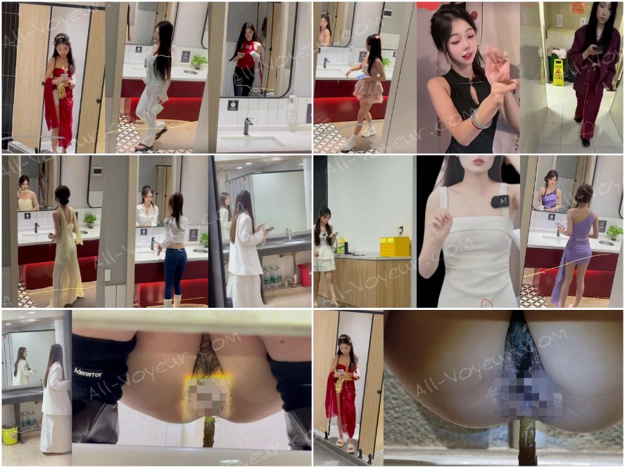 「トイレ撮影の達人」が照明を手に女子トイレへ突入し、美女配信者たちが用を足す姿を次々と盗撮。
