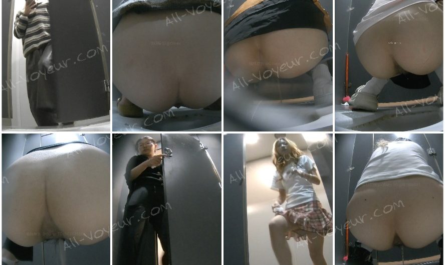 【トイレ撮影】後ろからの全景・大きな尻を突き出して放尿する動画集（全5本・その2）